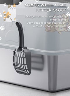Kidle Large Stainless Steel Cat Litter Box with Litter Scoop Cat Toilet Cat Litter Tray High Wall Side Shell Non-Sticky Anti Splashing and Easy Clean  - Image 3