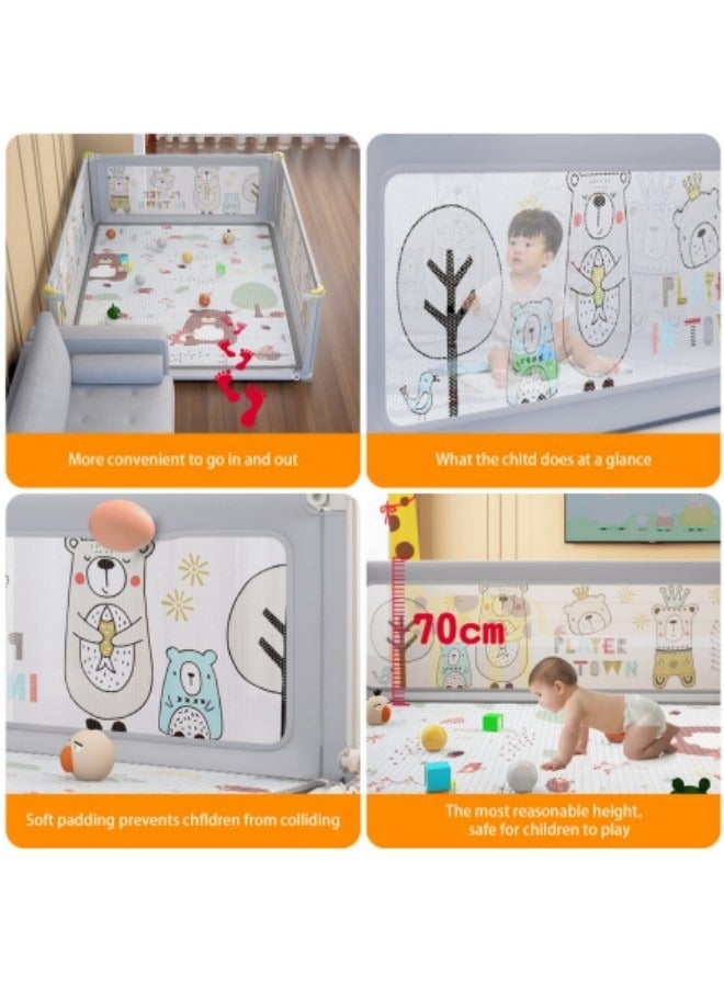 GGEROU Baby Playpen, Fold Down Safety Playpen for Toddlers ,Extra Large & Reliable Play Center for Infants with Anti-Slip Suckers and Super Soft Breathable Mesh, 180 * 150cm - Image 3