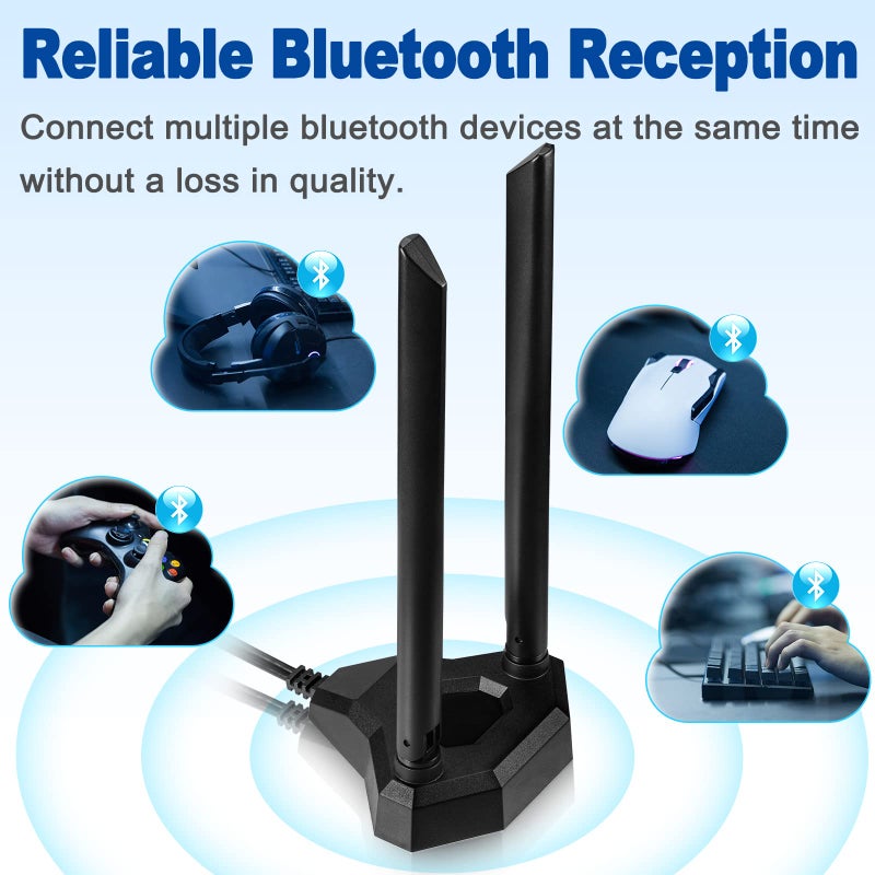 EIGHTWOOD هوائي واي فاي مزدوج النطاق من إيت وود 2.4GHz 5GHz RP-SMA مع كابل تمديد بطول 6.5 قدم لجهاز الكمبيوتر المكتبي بطاقة واي فاي بلوتوث PCI PCIe وجهاز توجيه الشبكة اللاسلكية. - Image 5