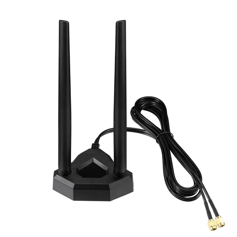 EIGHTWOOD هوائي واي فاي مزدوج النطاق من إيت وود 2.4GHz 5GHz RP-SMA مع كابل تمديد بطول 6.5 قدم لجهاز الكمبيوتر المكتبي بطاقة واي فاي بلوتوث PCI PCIe وجهاز توجيه الشبكة اللاسلكية. - Image 1