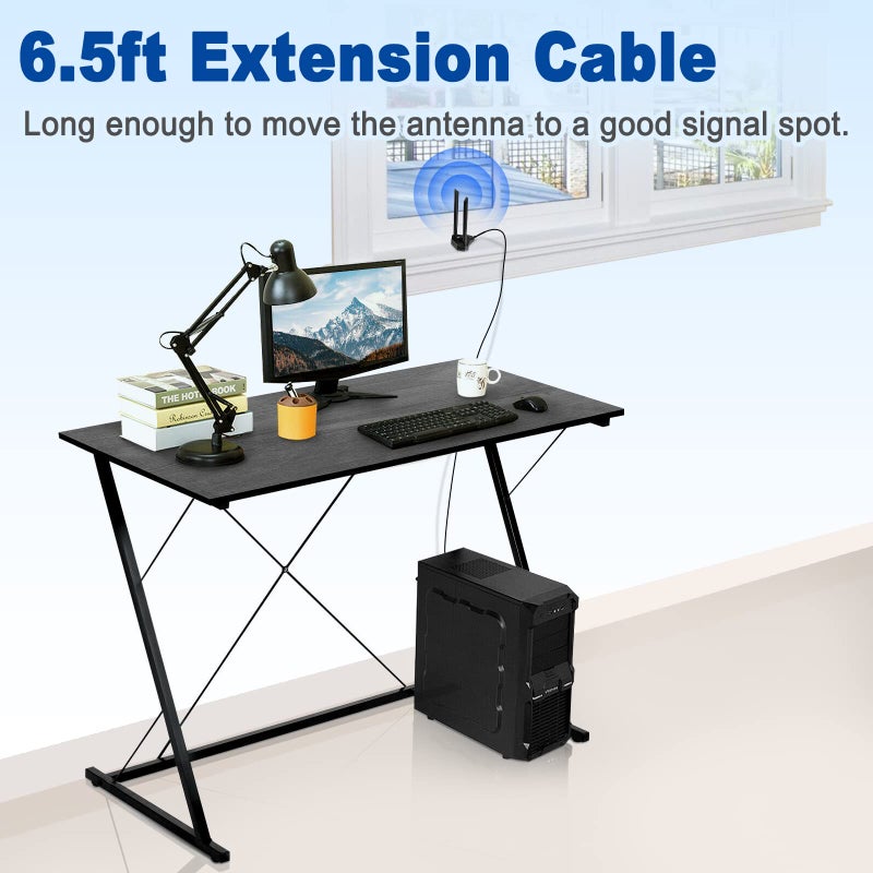 EIGHTWOOD هوائي واي فاي مزدوج النطاق من إيت وود 2.4GHz 5GHz RP-SMA مع كابل تمديد بطول 6.5 قدم لجهاز الكمبيوتر المكتبي بطاقة واي فاي بلوتوث PCI PCIe وجهاز توجيه الشبكة اللاسلكية. - Image 3