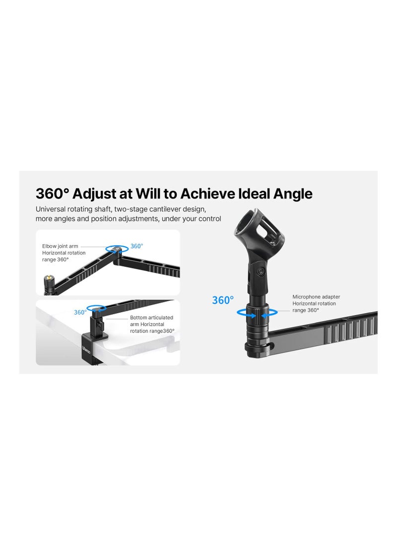 Ulanzi - Low Profile Mic Arm  Aluminum Mic Arm Desk Mount 360° Rotatable Foldable Microphone Low Arm for Podcast Streaming Gaming Radio Studio  for Most Mics - Image 1