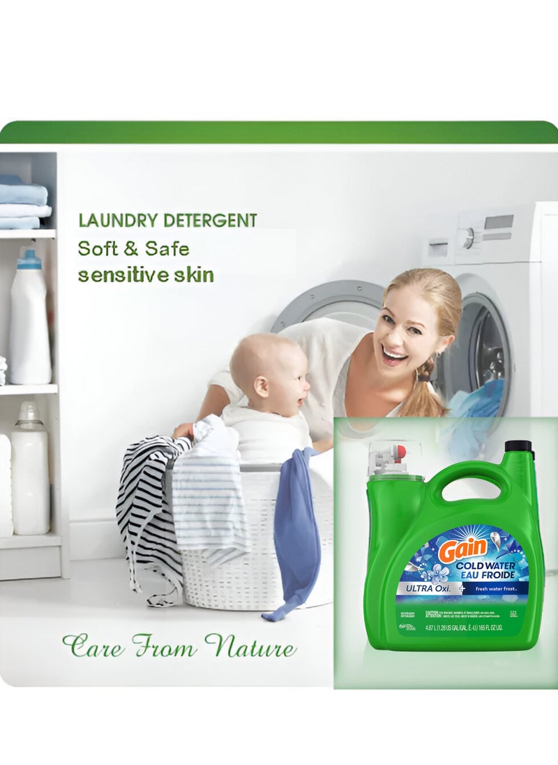 Gain Liquid Laundry Detergent High Efficiency Cold Water + Oxi Fresh Water Frost for Sensitive Skin 4.87 L 121 Loads  - Image 5