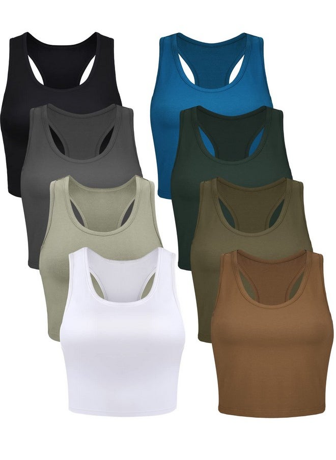 8 Pcs Women Basic Crop Tank Tops Sleeveless Racerback Crop Cotton Top (Black, White, Gray, Green, Blue, Brown, S) - pzsku/ZC156A7F390662D32F9B5Z/45/_/1740982512/fa3c6a83-9d37-4cda-a739-d3fd0804ec4b