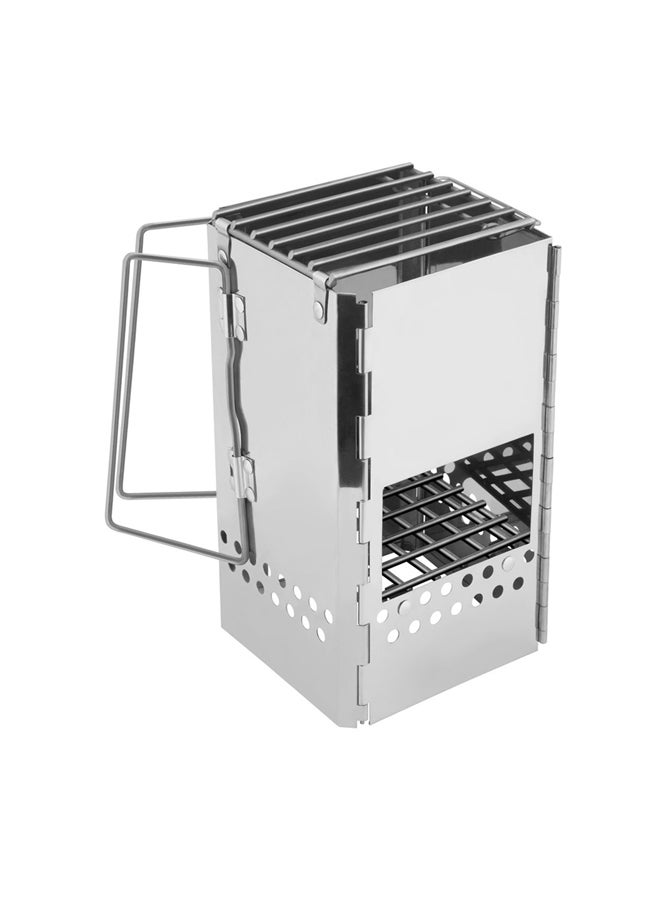 AL SANIDI مشعل الفحم والحطب، موقد طهي الطهاة، فضي، الحجم 15.5*18*29 سم - Image 1