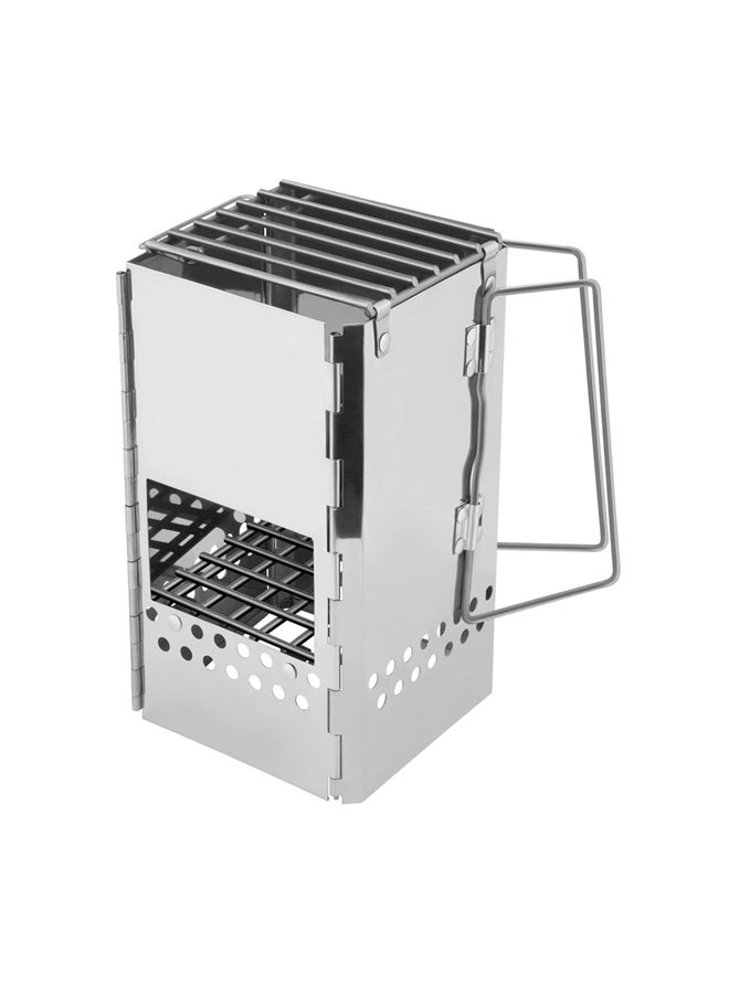 AL SANIDI مشعل الفحم والحطب، موقد طهي الطهاة، فضي، الحجم 15.5*18*29 سم - Image 4