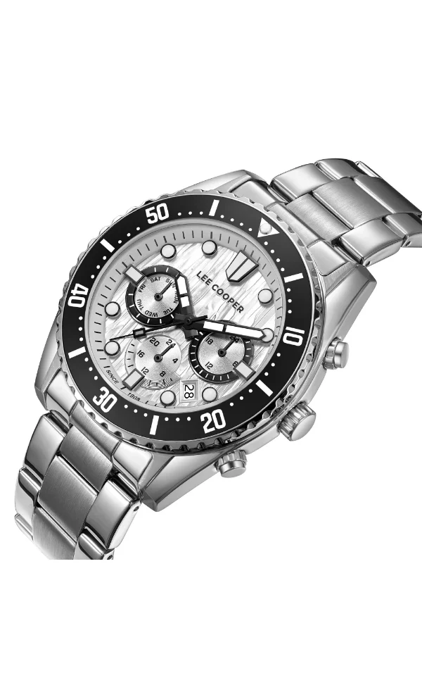Lee Cooper LEE COOPER LC08101.330 Men's Multi Function Display Watch & Metal Strap Silver