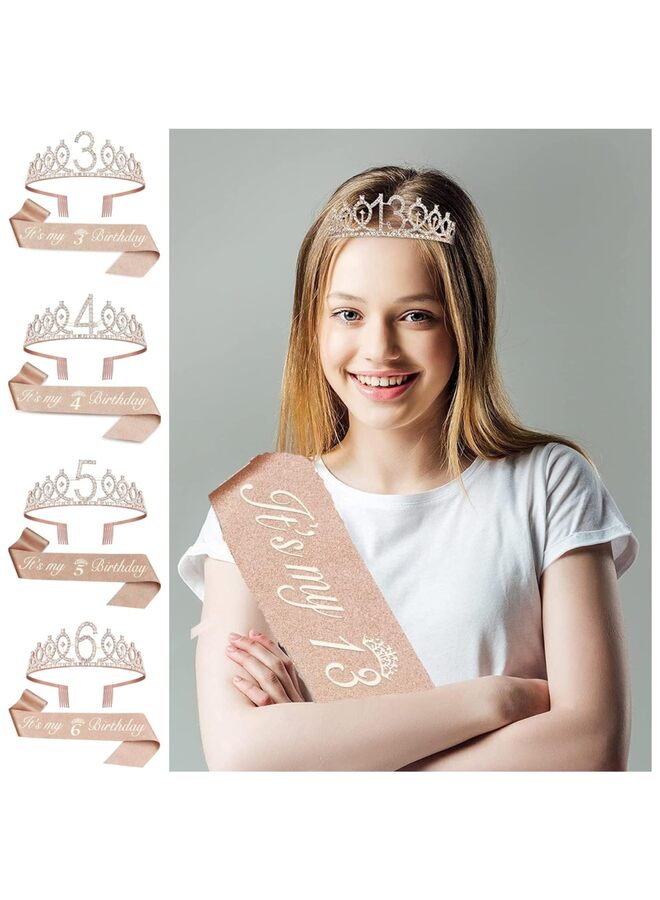 7th Birthday Party Supplies Crown, Sash, Pin Set - Decorations for Little Girls' Special Day - Image 2