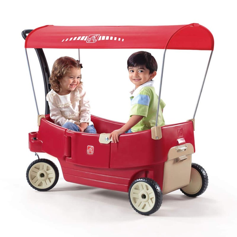 Step2 All Around Canopy Wagon, Kids Ride On Toy, Stroller Substitute, Includes Seat Belts, Made of Durable Plastic, Max Weight 75 lbs., For Toddlers 1.5-5 Years Old - Image 1