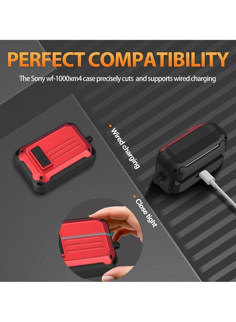 Elmo3ezz Compatible with Case for Sony WF-1000XM4 (2021), Secure Lock Cases Compatible with XM4 Protective Cover with Carabiner (black & Red) - Image 5