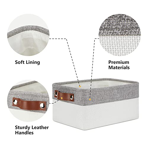 DULLEMELO Storage Baskets Bins for Organizing, Small Fabric Baskets for Shelves, Closets, Nursery, Home, Office, Empty Gift Baskets (6-Pack, Grey&White) - Image 3