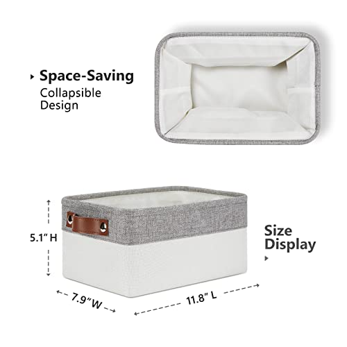 DULLEMELO Storage Baskets Bins for Organizing, Small Fabric Baskets for Shelves, Closets, Nursery, Home, Office, Empty Gift Baskets (6-Pack, Grey&White) - Image 2