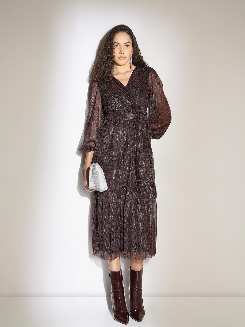 VERO MODA Women's Fit and Flare Maroon Dress - Image 2