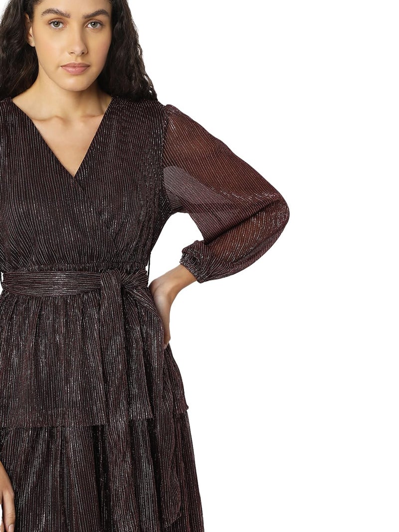 VERO MODA Women's Fit and Flare Maroon Dress - Image 5