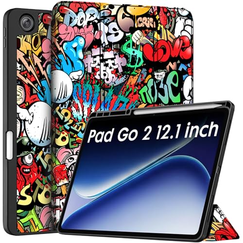 Robustrion Cover for OnePlus Pad Go 2 12.1 inch Cover Case with Pencil Holder, Trifold Cover Case for OnePlus Go 2 Tablet Cover [Auto Sleep Wake Support] - Hippy - Image 1