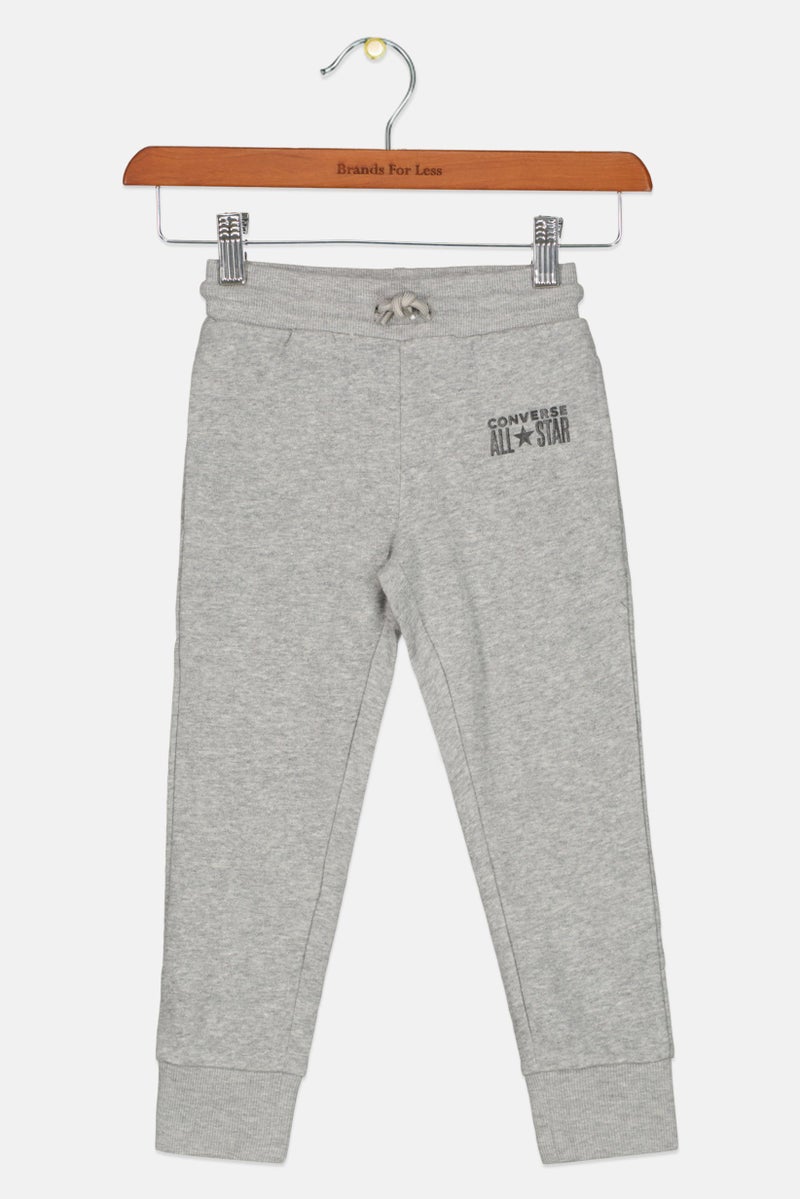 CONVERSE Toddlers Girl Drawstring Brand Logo Jogger Pant, Heather Grey - Image 1