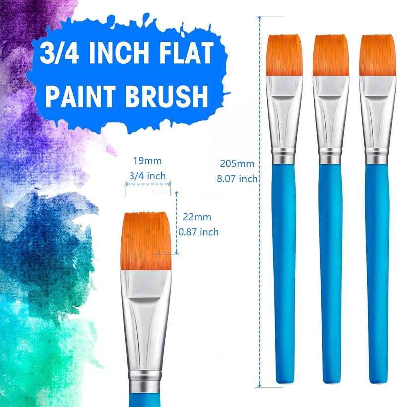 klarako 10 Pieces 3/4 Inch Flat Paint Brushes Acrylic Paint Brush Artist Craft Paint Brushes Watercolor Small Brush Bulk Painting Brush Art Detail Oil Brush for Kid Adult(Sky Blue,8.1 x 0.9 x 3/4 Inch) - Image 2