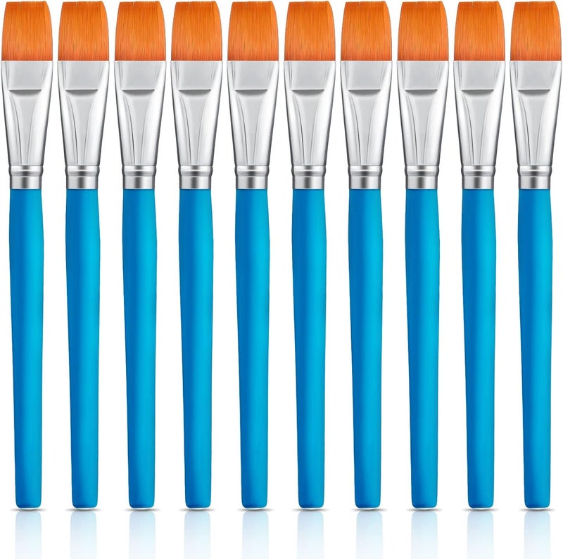 klarako 10 Pieces 3/4 Inch Flat Paint Brushes Acrylic Paint Brush Artist Craft Paint Brushes Watercolor Small Brush Bulk Painting Brush Art Detail Oil Brush for Kid Adult(Sky Blue,8.1 x 0.9 x 3/4 Inch) - Image 1
