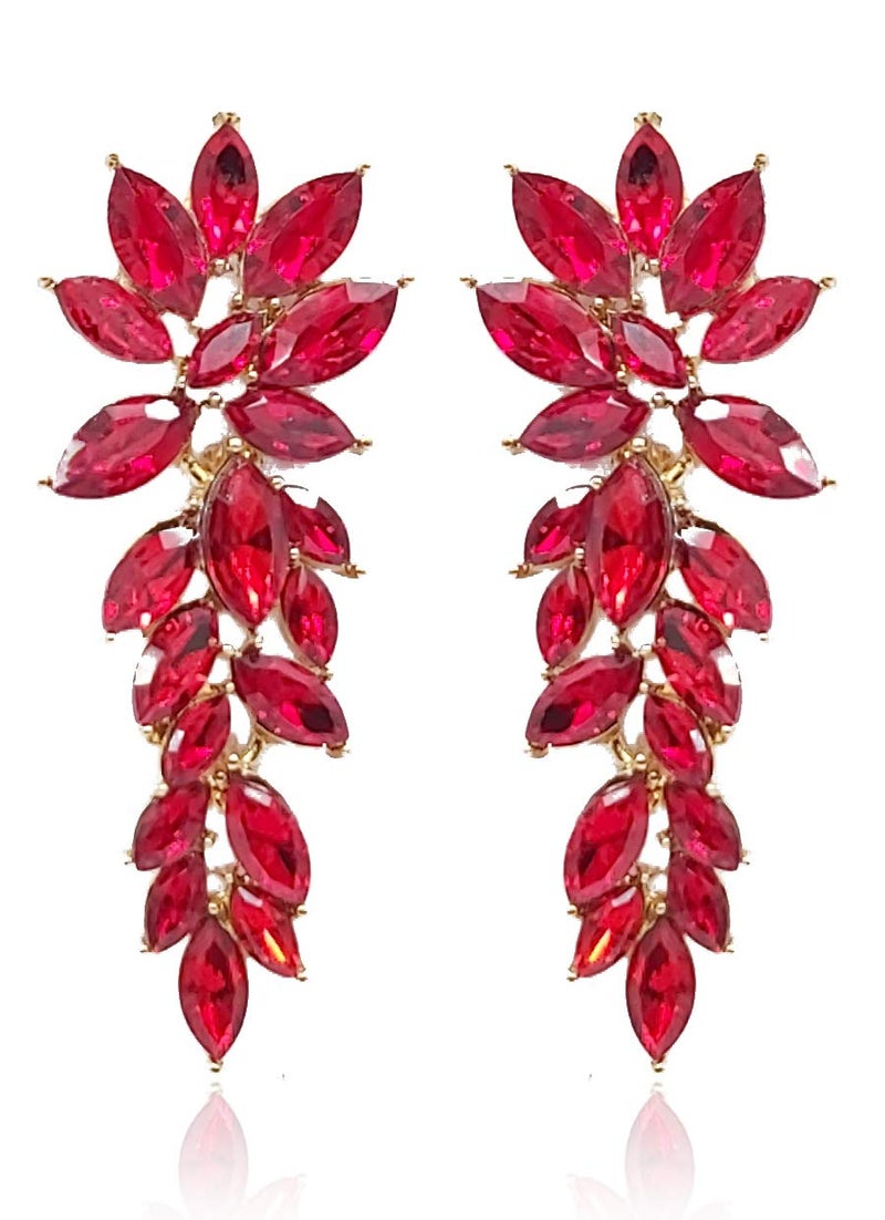 YouBella Jewellery Earrings for women Crystal Earrings for Girls and Women (Red) - Image 1