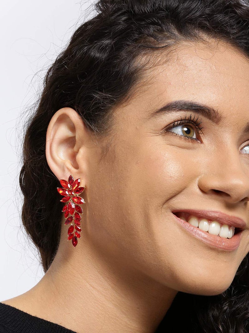 YouBella Jewellery Earrings for women Crystal Earrings for Girls and Women (Red) - Image 2