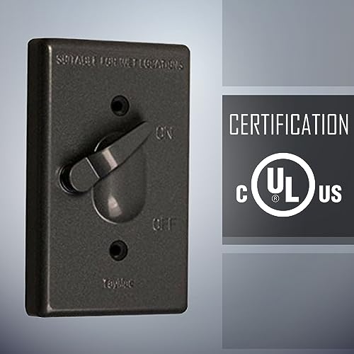 TayMac TC100Z Weatherproof Toggle Cover, 1-Gang, Vertical Device Mount, Bronze - Image 3