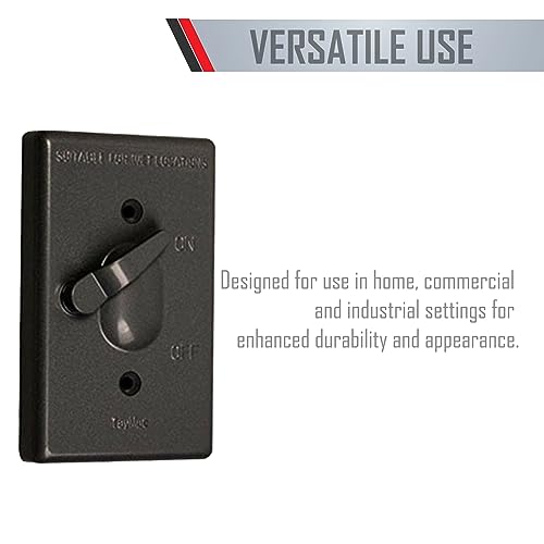 TayMac TC100Z Weatherproof Toggle Cover, 1-Gang, Vertical Device Mount, Bronze - Image 2