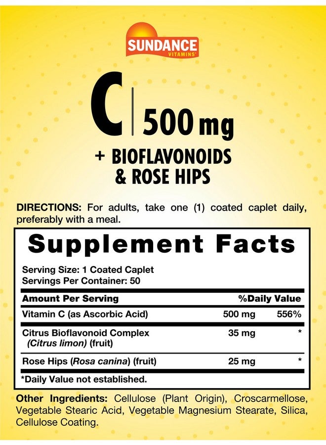 Sundance Vitamin C 500mg with Bioflavonoids and Rose HIPS | Vegetarian, Non-GMO & Gluten Free Supplement - Image 2