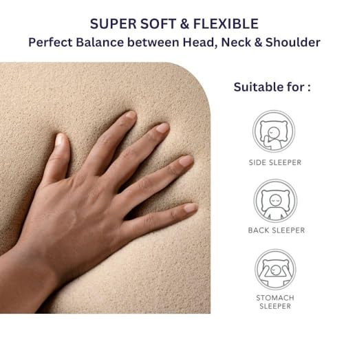 Wakefit Memory Foam Pillow | 1 Year Warranty | Orthopedic Pillows for Neck Pain, Pillow Memory Foam, (23 x 15 x 4 inch, Set of 1 - Dark Grey, Medium - Regular) - Image 2