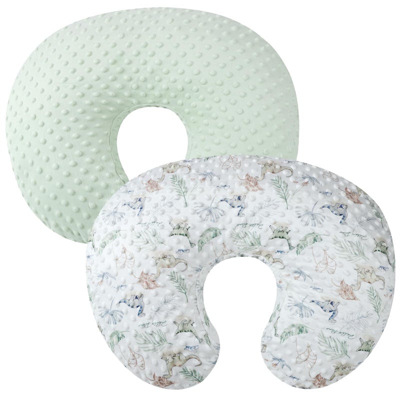 Bilokonda Dot Nursing Pillow Cover Set 2 Pack Nursing Pillow Slipcovers, Ultra Soft Compatible with Boppy Pillow,Standard Pillow for Baby Boy Girl Light Green Dinosaur - Image 1