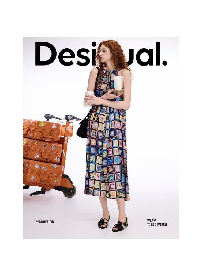 DESIGUAL ss25 New Arrival Loose Crochet-print Halter Neck Dress - Image 4