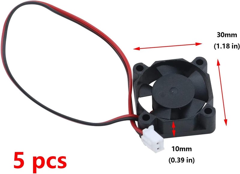 Antrader 5-Pack 3010 12V DC Brushless Cooling Fan 30x30x10mm for 3D Printer - Image 3