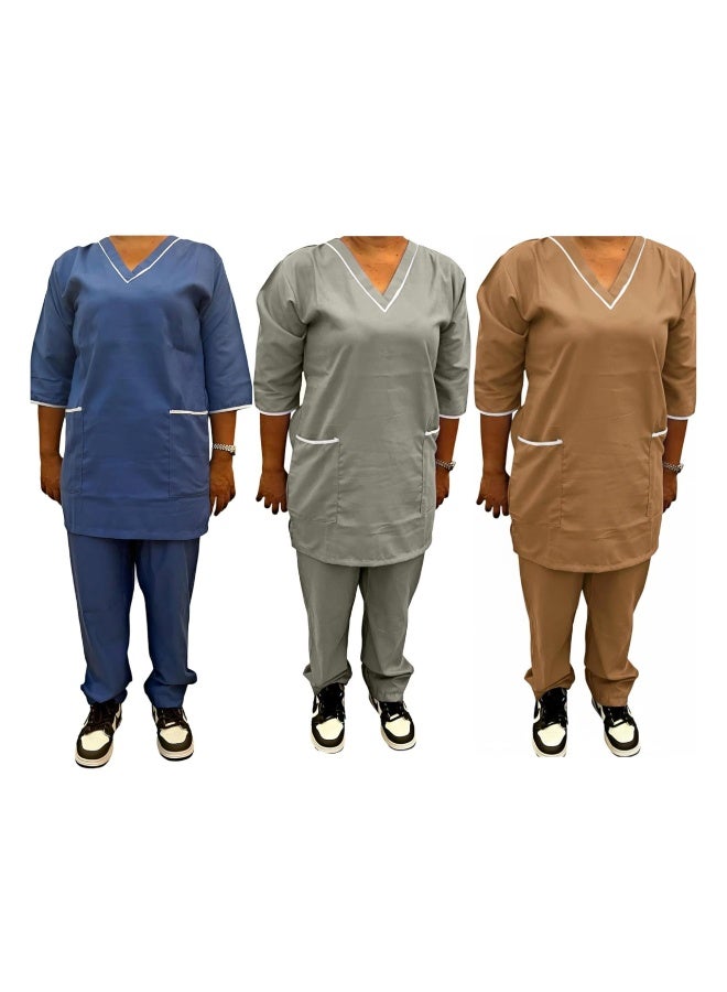 3 قطعه بدلة تنظيف موحدة للعمالة المنزلية - Image 1