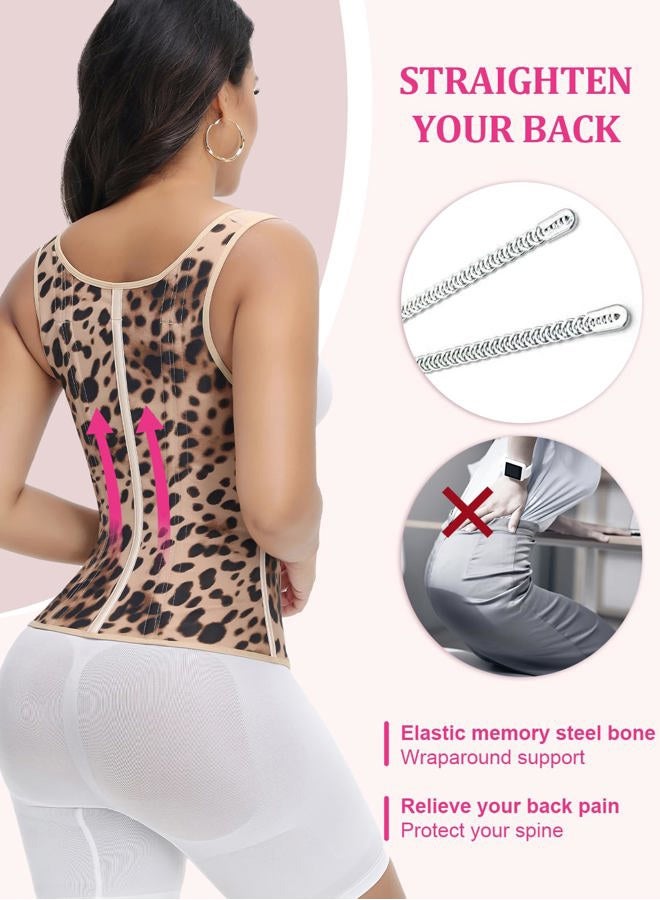 SHAPSHE Waist Trainer for Women, Tummy Control Sports Girdle, Workout Body Shaper with Adjustable Shoulder Strap, Khaki-classic, M - Image 5