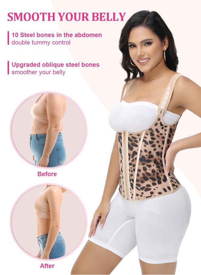 SHAPSHE Waist Trainer for Women, Tummy Control Sports Girdle, Workout Body Shaper with Adjustable Shoulder Strap, Khaki-classic, M - Image 4