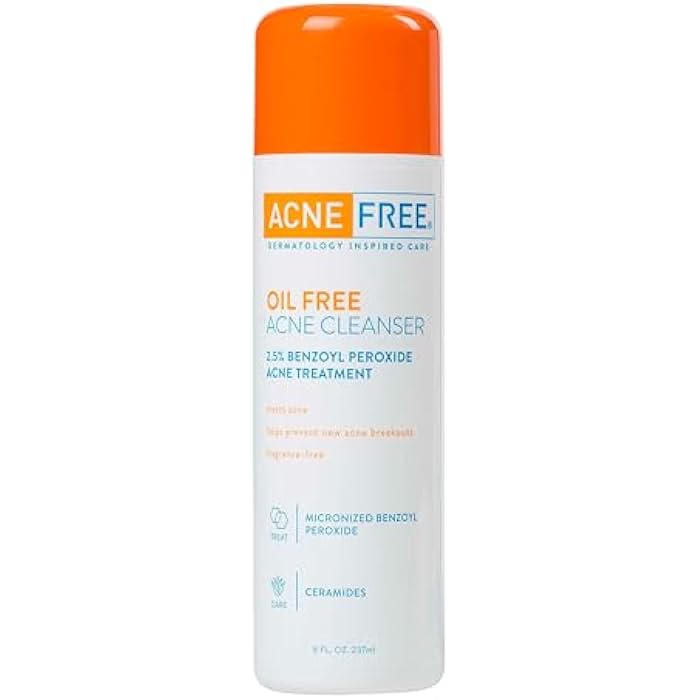 AcneFree Acne Free Oil-Free Cleanser, Benzoyl Peroxide 2.5% with Glycolic Acid to Prevent and Treat Breakouts Unscented, 8 Fl Oz - Image 1