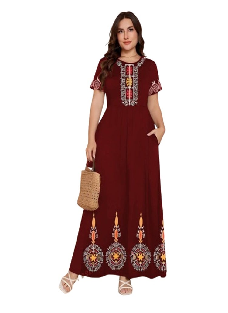 Generic Reception abaya dress with pockets - custom size - burgundy color  - Image 1