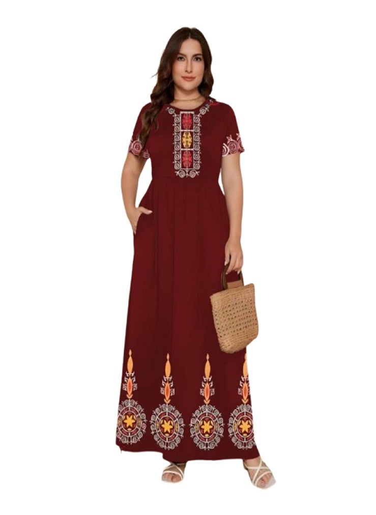 Generic Reception abaya dress with pockets - custom size - burgundy color  - Image 3