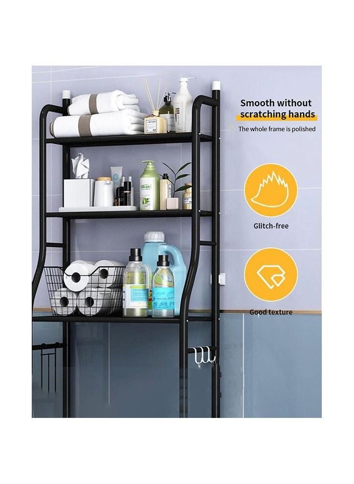 3 Shelf Towel Storage Rack Organizer Over The Toilet Bathroom Space Saver black 50 X 25 X 160cm - Image 2