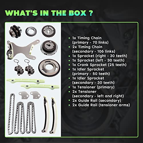 SCITOO 9-0393SD TKMI047L Timing Chain Kit Tensioner Sprocket fits for Jeep Commander Grand for Cherokee for Mitsubishi Raider for Dodge Dakota Ram 1500 4.7L V8 SOHC 2002-2007 - Image 2