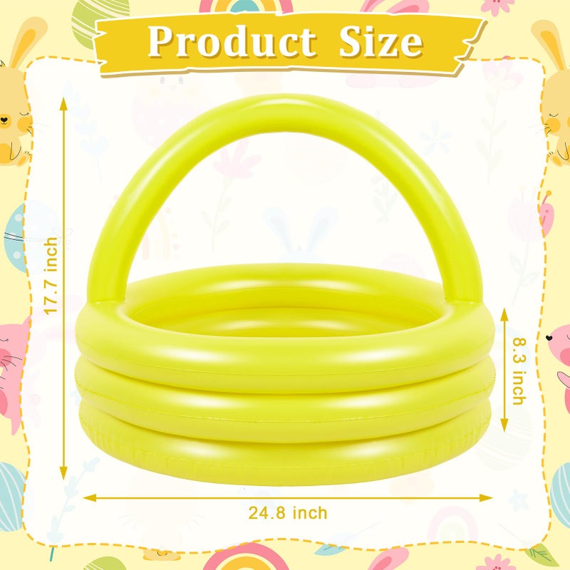 MUDEREK Large Easter Inflatable Gift Basket - DIY Blow up Pool Easter Basket Giant 24.8x24.8x21.3 Inch Round Pool Portable for Game Play Garden Yard Lawn Indoor Outdoor Decor, Not Include Gifts - Image 3