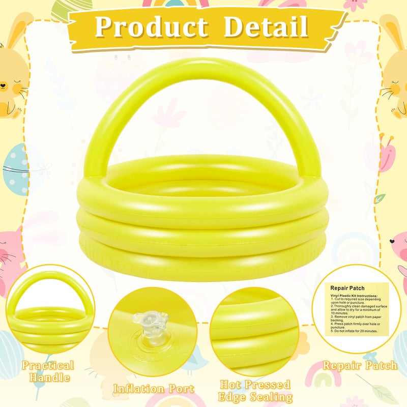 MUDEREK Large Easter Inflatable Gift Basket - DIY Blow up Pool Easter Basket Giant 24.8x24.8x21.3 Inch Round Pool Portable for Game Play Garden Yard Lawn Indoor Outdoor Decor, Not Include Gifts - Image 4