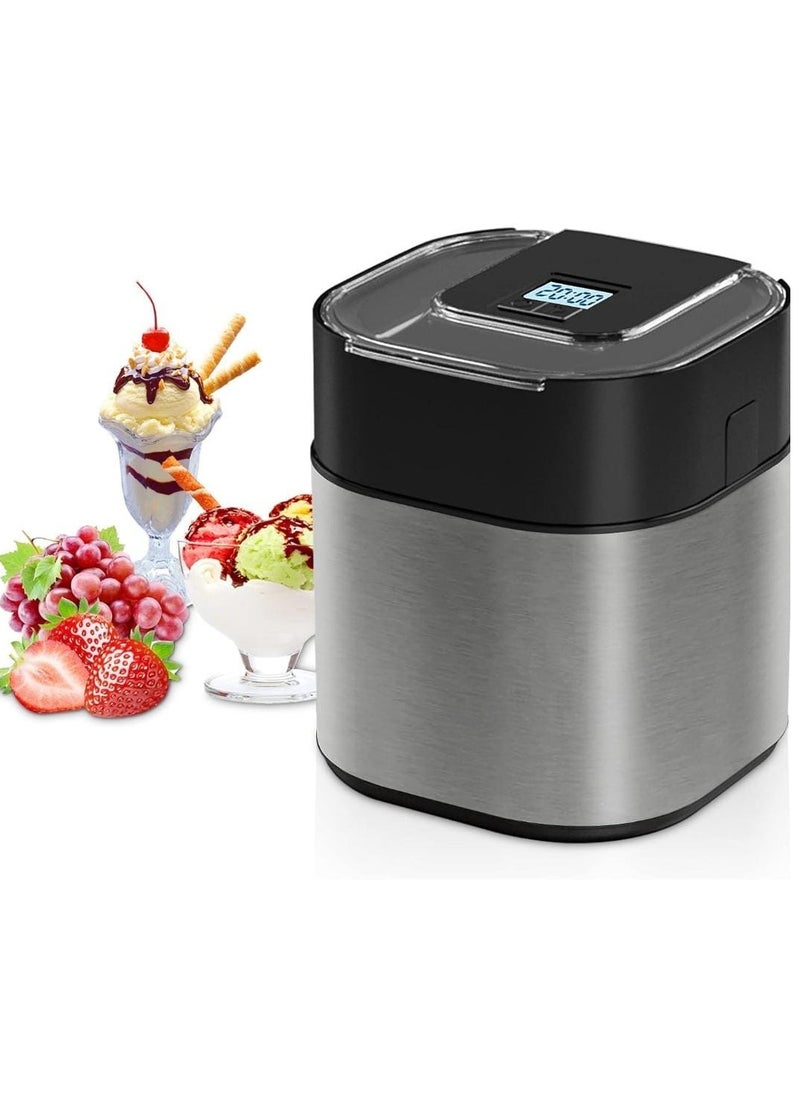 Generic - Electric Ice Cream Maker 1.5L Double Isolation Bowl with LCD Display and Timer Function, Ready in 25 Min, Portable Ice Cream Machine for Home, Ideal for Making Sorbet, Frozen Yogurt & Dessert - Image 1