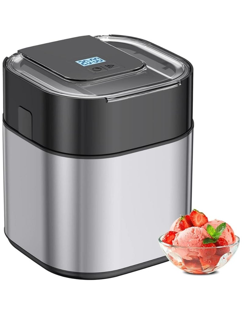 Generic - Electric Ice Cream Maker 1.5L Double Isolation Bowl with LCD Display and Timer Function, Ready in 25 Min, Portable Ice Cream Machine for Home, Ideal for Making Sorbet, Frozen Yogurt & Dessert - Image 1