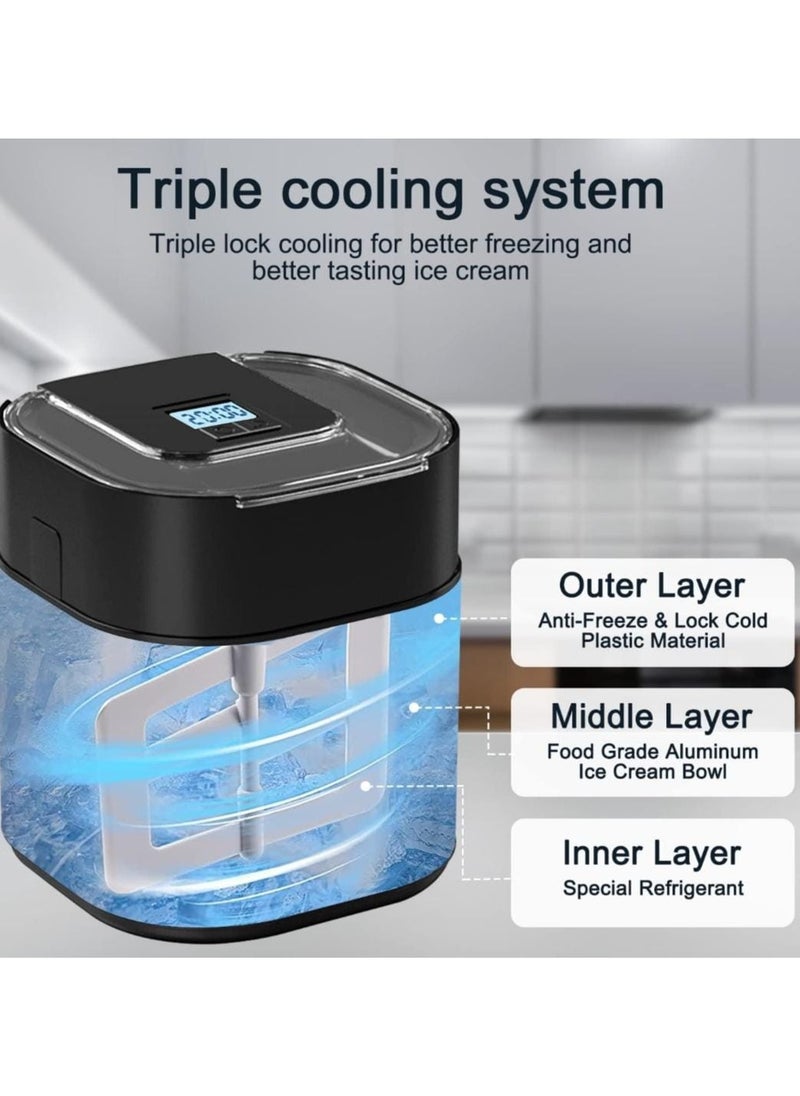 Generic - Electric Ice Cream Maker 1.5L Double Isolation Bowl with LCD Display and Timer Function, Ready in 25 Min, Portable Ice Cream Machine for Home, Ideal for Making Sorbet, Frozen Yogurt & Dessert - Image 1