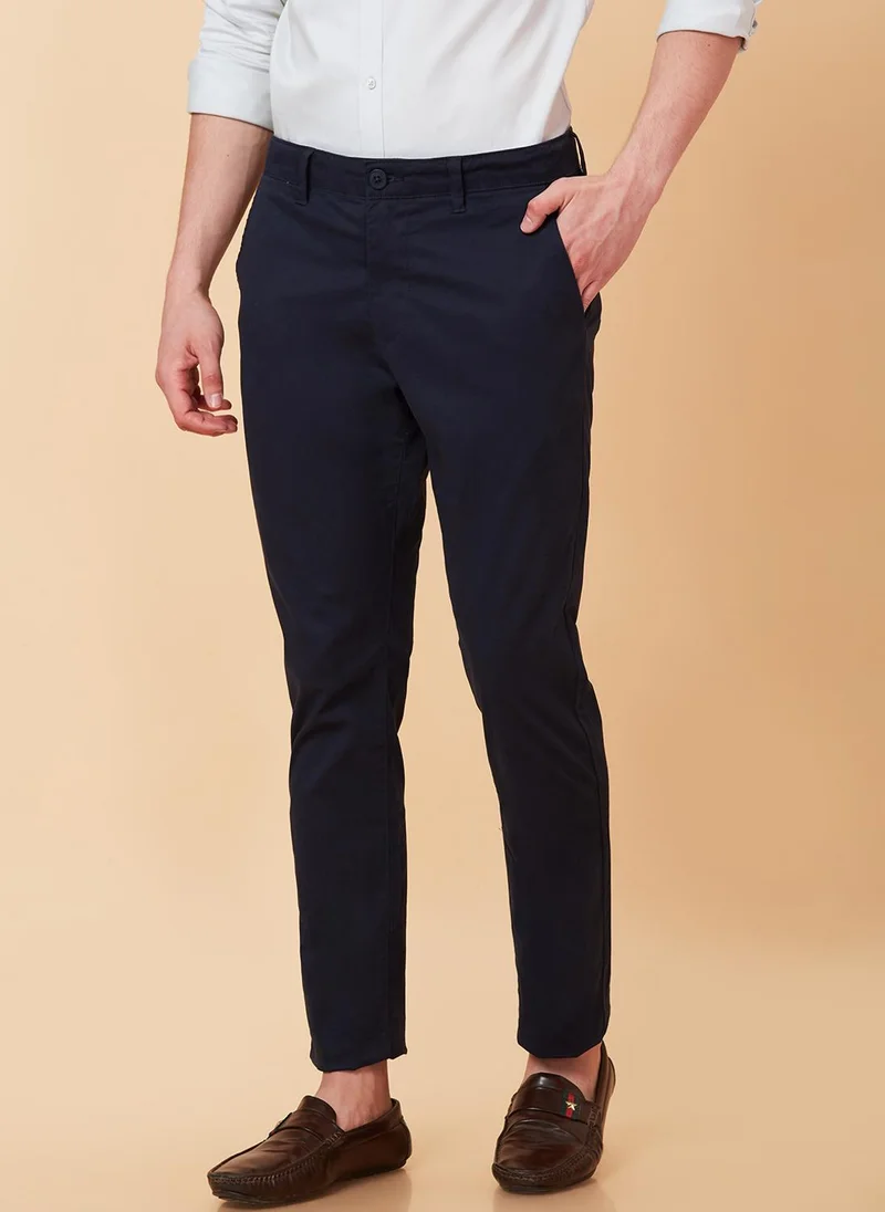 Being Human INDIGO Men Mid Rise Easy Wash Cotton Chino Regular Fit Trousers for Men | Best Price UAE