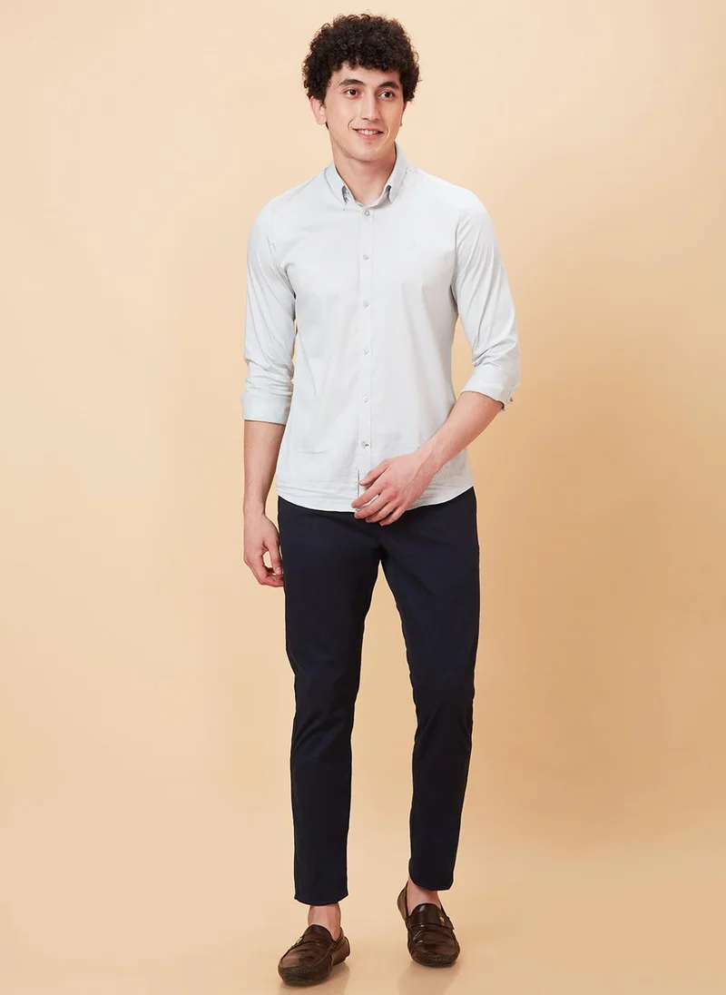 Being Human INDIGO Men Mid Rise Easy Wash Cotton Chino Regular Fit Trousers for Men | Best Price UAE
