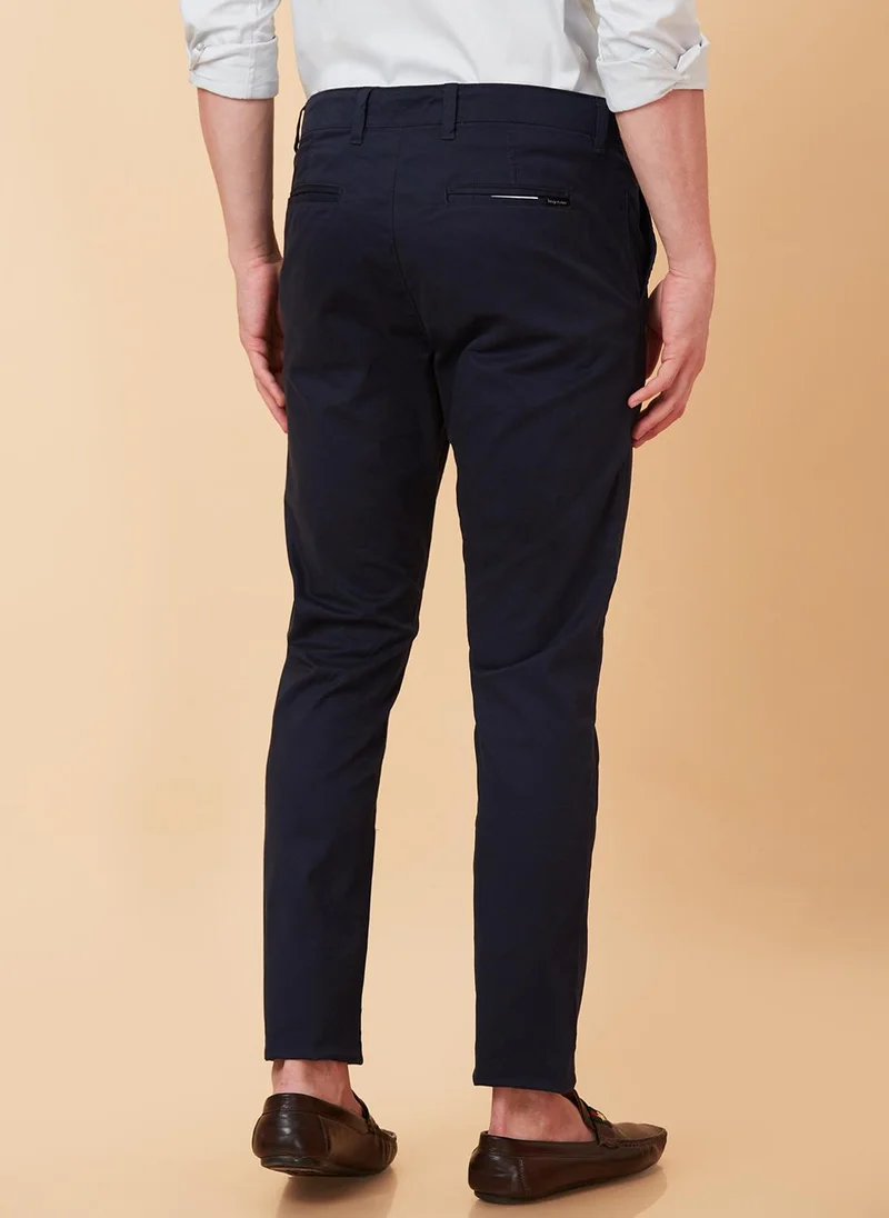 Being Human INDIGO Men Mid Rise Easy Wash Cotton Chino Regular Fit Trousers for Men | Best Price UAE