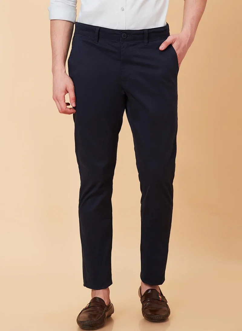 Men Mid Rise Easy Wash Cotton Chino Regular Fit Trousers