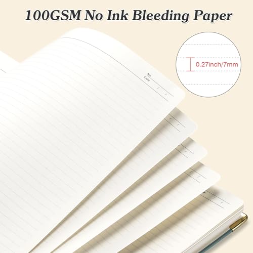 OMEYA Spiral Notebook, 300 Numbered Pages Notebooks College Ruled with Contens, 100GSM Thick Journal for Women Men, Hardcover Leather Lined Journal for Writing, Large A5 Journaling Notebooks for Work School - Image 4