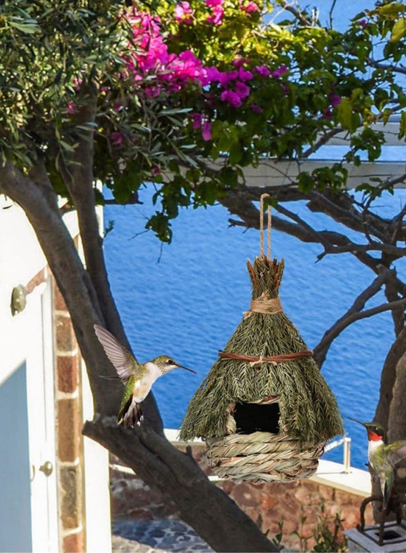 SYOSI Bird Nest Straw Rope Woven Bird Nest Bird House for outside Woven Nest Birds Warm Bird House Aquatic Rope Natural Pine Needles Bird House Gardening Decor Outside Bird House - Image 2
